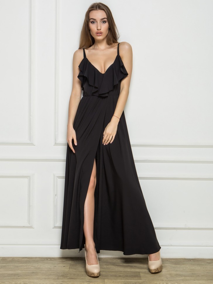 Длинное вечернее платье с разрезом  2186 бирюзовый