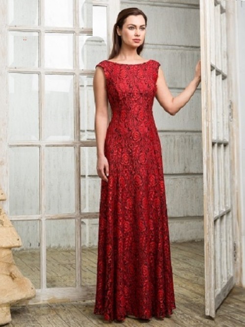  Платье кружевное длинное LUCY NIKOLE_152 красное 
