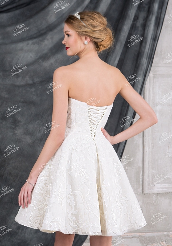 Короткое пышное платье с кружевом  TB013 - Короткое пышное платье с кружевом  TB013