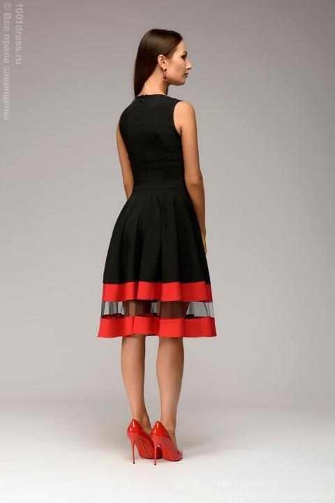 Платье черное без рукавов с красной отделкой - Платье черное без рукавов с красной отделкой