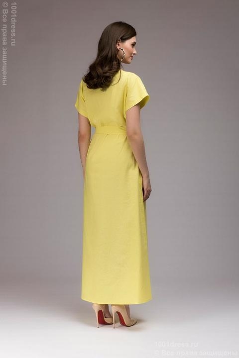 Платье желтое свободного кроя с короткими рукавами - Платье желтое свободного кроя с короткими рукавами