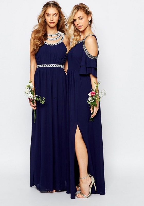 Греческое платье в пол с рукавом и открытой спиной 798233 синее - Греческое платье в пол с рукавом и открытой спиной 798233 синее