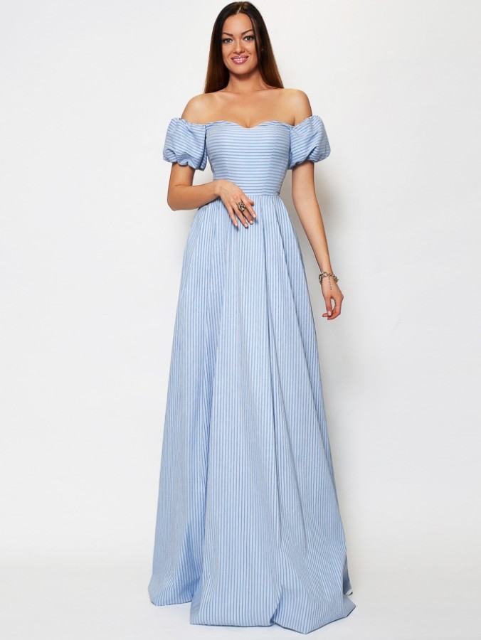 Платье в пол с облегающим лифом  LUCY Sofie_130 голубое 