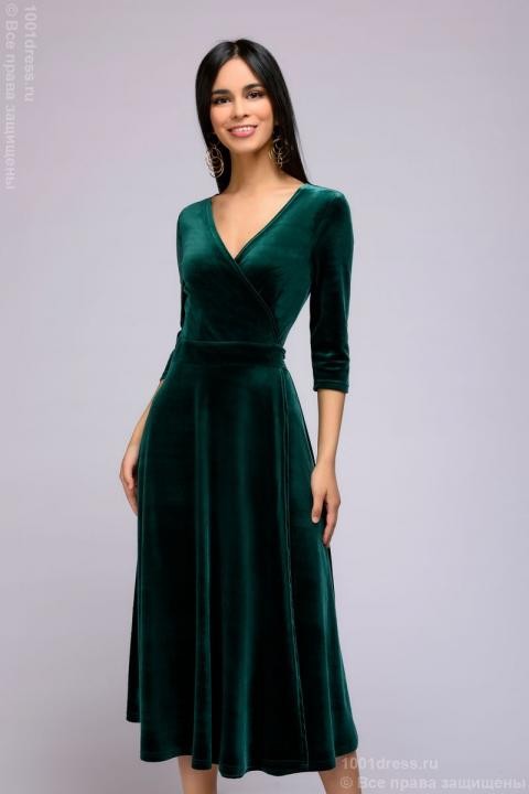 Платье зеленый бархат