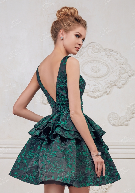 Вечернее платье / Коктейльное платье с открытыми плечами и спиной, TB018B зеленое - Вечернее платье / Коктейльное платье с открытыми плечами и спиной, TB018B зеленое