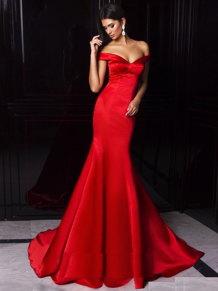 Платье в пол 16209 красное 