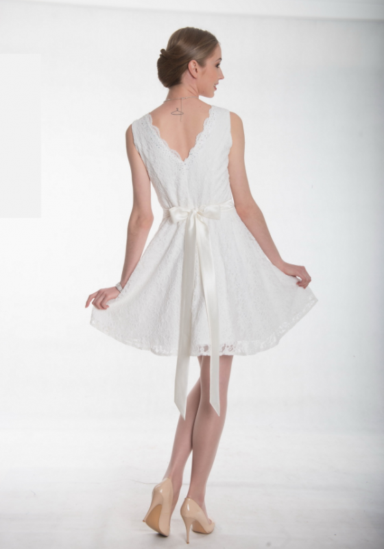Кружевное платье с открытой спиной короткое 32-41 белое - Кружевное платье с открытой спиной короткое 32-41 белое