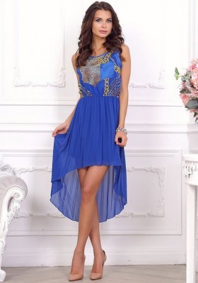Асимметричное платье без рукавов  A1515 синее