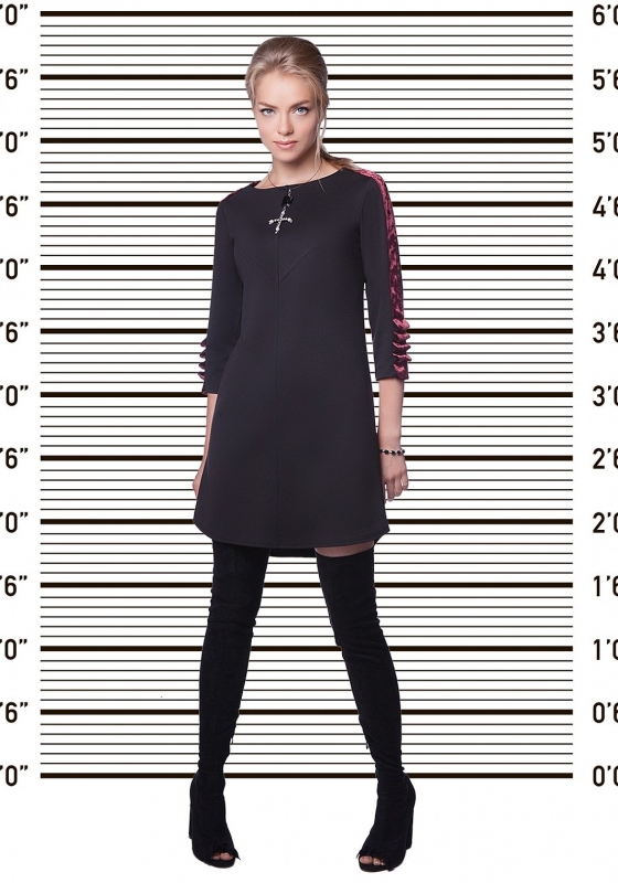 Платье SQ 1022 черное с бордовым - Платье SQ 1022 черное с бордовым