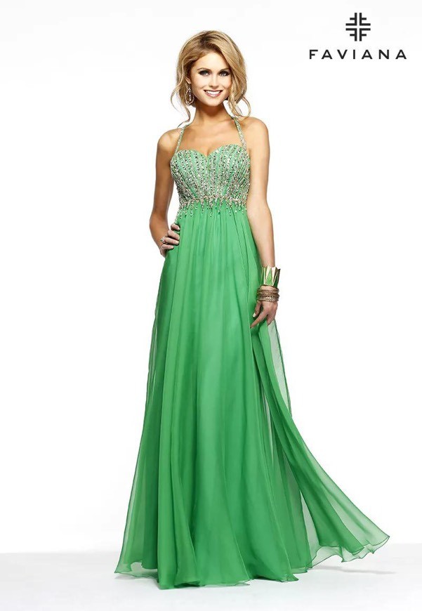 Платье со стразами в пол, style 7322 зеленое