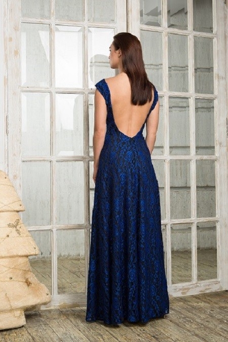 Кружевное платье  с открытой спиной LUCY NIKOLE_153 синее - Кружевное платье  с открытой спиной LUCY NIKOLE_153 синее