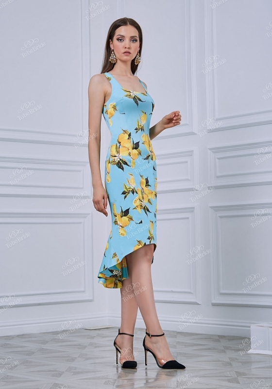 Асимметричное платье футляр без рукавов  LL004B - Асимметричное платье футляр без рукавов  LL004B