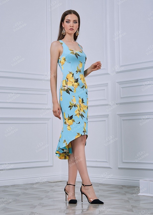 Асимметричное платье футляр без рукавов  LL004B