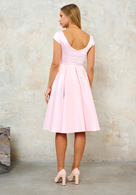 Коктейльное платье из атласа длины миди Кейт (розовый) - Коктейльное платье из атласа длины миди Кейт (розовый)