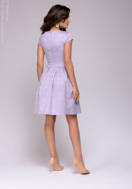 Платье лиловое длины мини с короткими рукавами - Платье лиловое длины мини с короткими рукавами