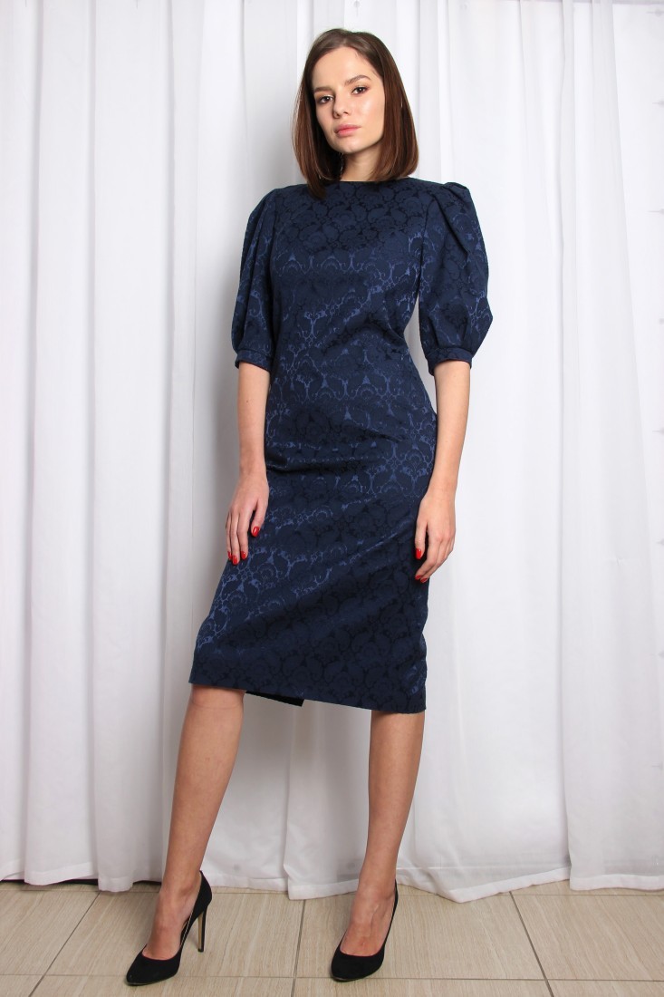 Платье JDN10 длины миди с узором, синее
