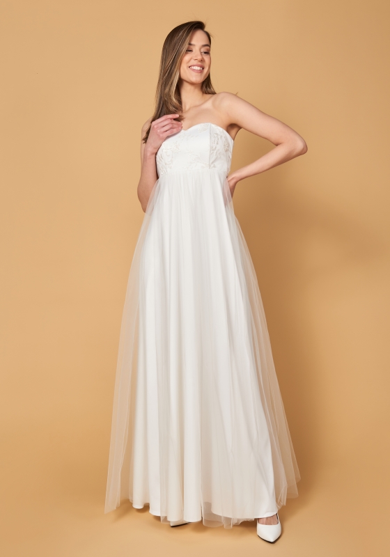 Романтичное белое платье с завышенной талией с расшитым корсетом - Романтичное белое платье с завышенной талией с расшитым корсетом