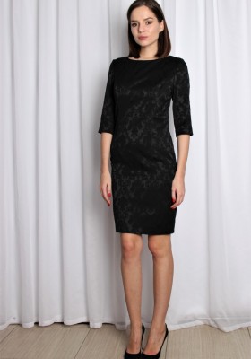 Платье JDN18 футляр из жаккарда средней длины черное