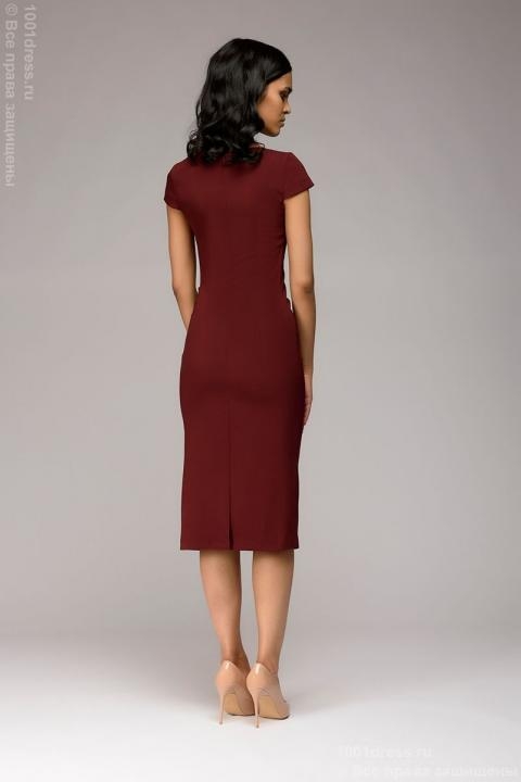Платье-футляр бордовое с короткими рукавами - Платье-футляр бордовое с короткими рукавами