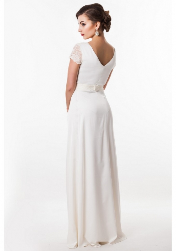 Платье в пол с кружевом Seam 4660 белое - Платье в пол с кружевом Seam 4660 белое