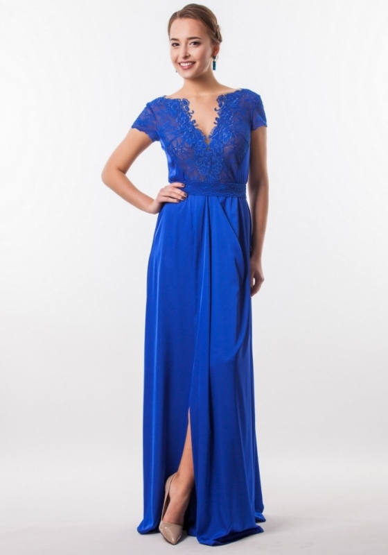 Прозрачное платье с разрезом  Seam 4660 голубое - Прозрачное платье с разрезом  Seam 4660 голубое