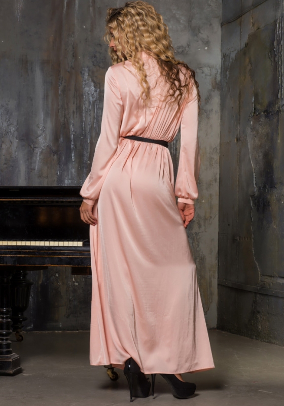  Длинное повседневное платье  макси Sk House 2140 розовое -  Длинное повседневное платье  макси Sk House 2140 розовое