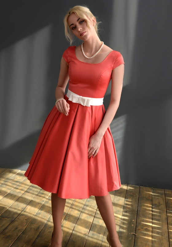 Коктейльное платье, Кейт 3 коралл - Коктейльное платье, Кейт 3 коралл