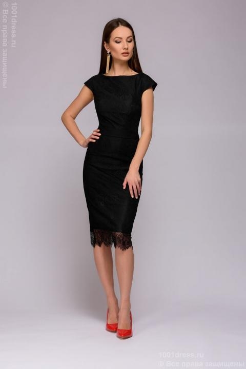 Черное гипюровое платье с открытой спиной
