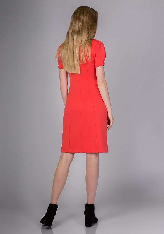 Платье трапеция с карманами SQ11 красное - Платье трапеция с карманами SQ11 красное