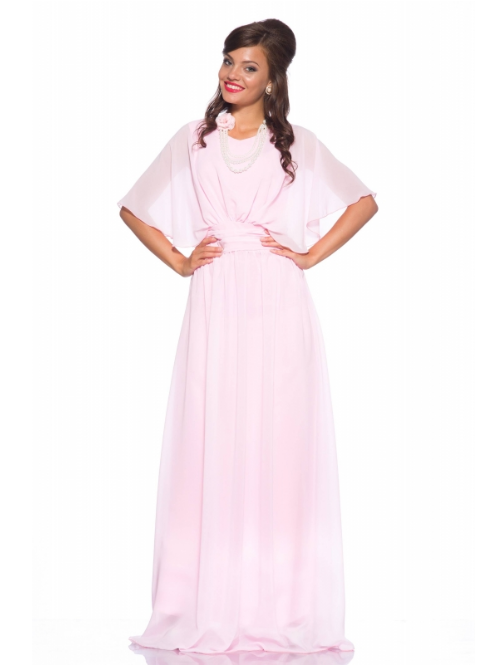 Платье в пол с накидкой из шифона  Leleya Деви розовое 