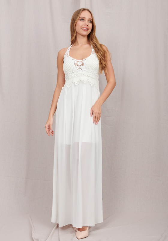 Легкое белое платье макси (Белый, молочный)  - Легкое белое платье макси (Белый, молочный) 