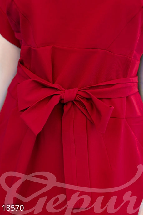 Деловое батальнное платье с широким поясом 18570 - Деловое батальнное платье с широким поясом 18570