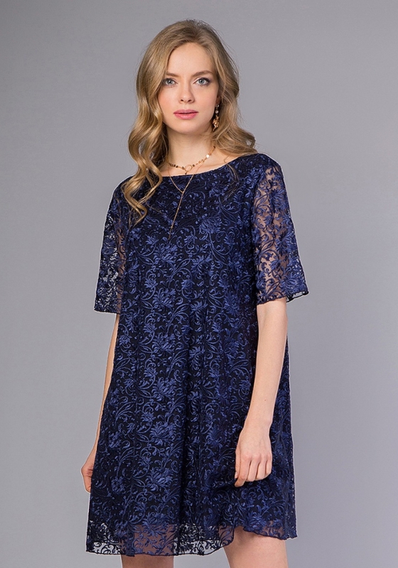 Платье SQ 1087/2 кружевное синее - Платье SQ 1087/2 кружевное синее