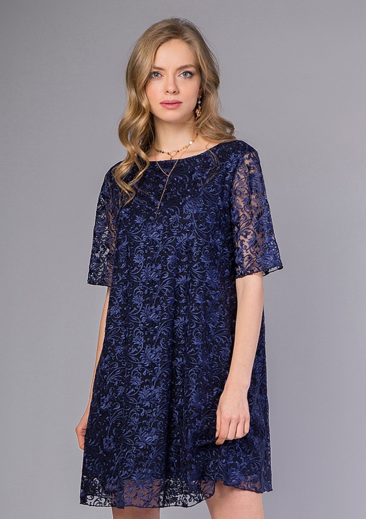 Платье SQ 1087/2 кружевное синее