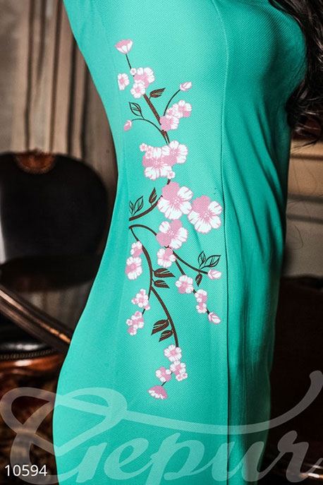 Платье с цветами бирюзовое 10594 - Платье с цветами бирюзовое 10594
